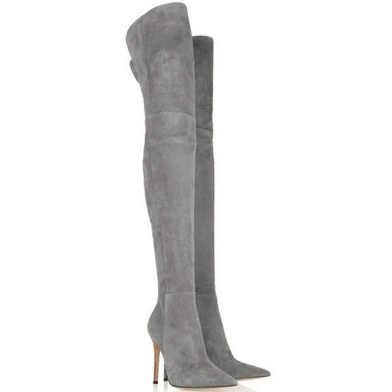 The Over Knee Autumn Winter Women's Gray Suede Elastic Pointed Toe Thin Heel High Heels Thigh Boots
The Over Knee Autumn Winter Women's Gray Suede Elastic Pointed Toe Thin Heel High Heels Thigh Boots