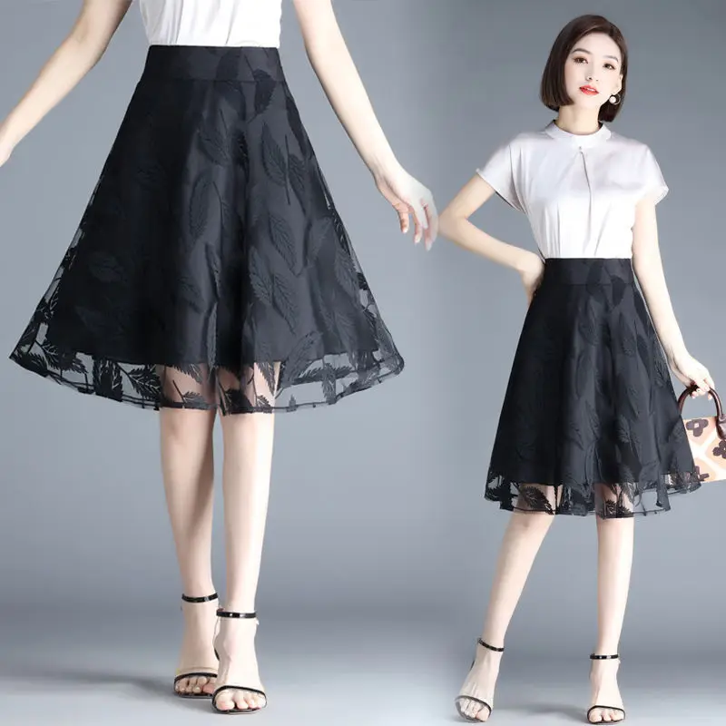 2021 New Spring Summer Women Black Skirt Lace Retro Casual Knee Length Floral Print Midi Office Work A-line Skirts Y794
2021 New Spring Summer Women Black Skirt Lace Retro Casual Knee Length Floral Print Midi Office Work A-line Skirts Y794