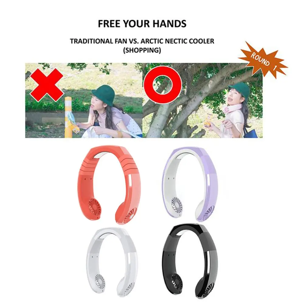 New hanging neck fan portable USB mini air cooler Mechanical Low noise Refrigeration Endurance Adjust angle 
New hanging neck fan portable USB mini air cooler Mechanical Low noise Refrigeration Endurance Adjust angle