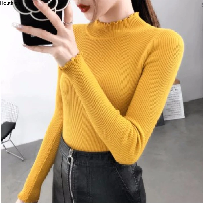 Core Spun Yarn Women's Sweater Spring Autumn Slim Stretch COTTON Office Lady Solid Top New Fashion Casual Long Sleeve Houthion
Core Spun Yarn Women's Sweater Spring Autumn Slim Stretch COTTON Office Lady Solid Top New Fashion Casual Long Sleeve Houthion