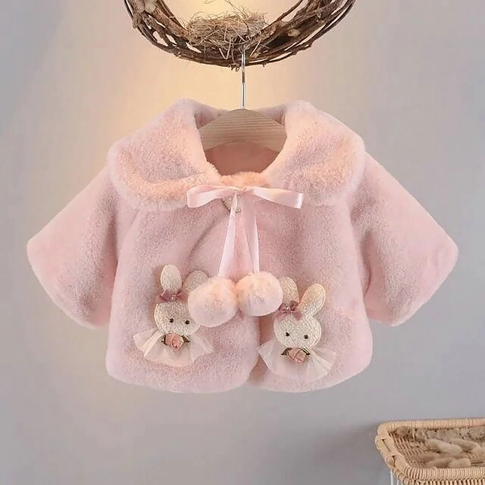 Baby Winter Clothes Cute Rabbit Deco Faux Fur Outerwear Lapel Pom-Pom Ribbon Smooth Lined Warm Jackets Newborn Baby Girl Coat
Baby Winter Clothes Cute Rabbit Deco Faux Fur Outerwear Lapel Pom-Pom Ribbon Smooth Lined Warm Jackets Newborn Baby Girl Coat