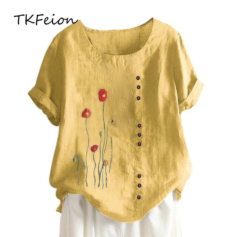2020 Summer Female Fashion Tops Fashion Floral Embroidered Short-Sleeved Casual Tees Loose Plus-sized M-5XL Women Cotton T-shirt
2020 Summer Female Fashion Tops Fashion Floral Embroidered Short-Sleeved Casual Tees Loose Plus-sized M-5XL Women Cotton T-shirt