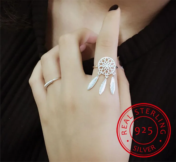 100% Real 925 Sterling Silver Rings For Women Dreamcatcher Feather Tassel Resizable Rings Fine Jewelry Bague Anillos/dafad
100% Real 925 Sterling Silver Rings For Women Dreamcatcher Feather Tassel Resizable Rings Fine Jewelry Bague Anillos/dafad