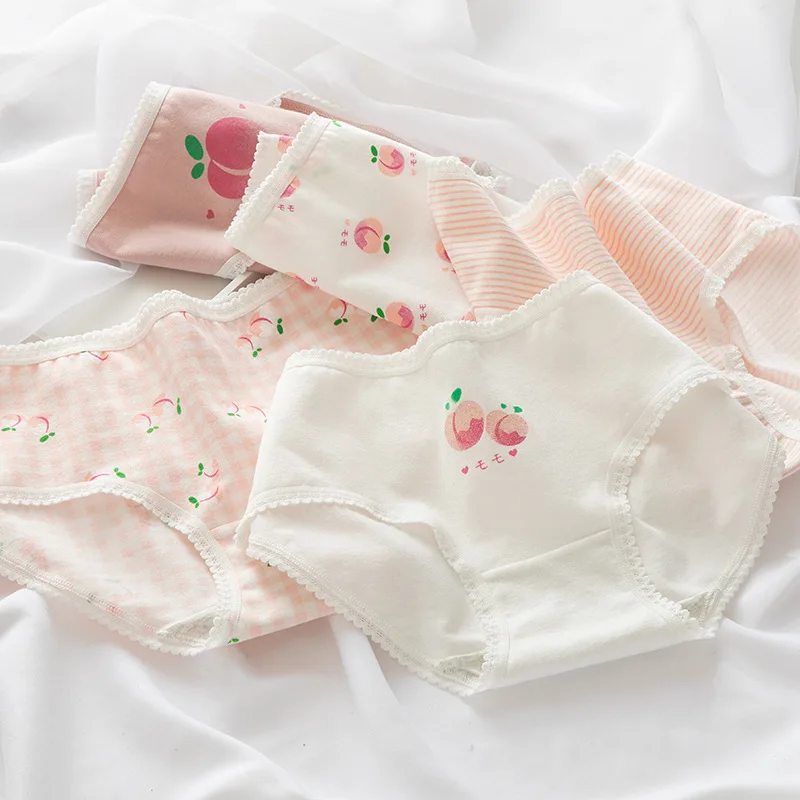 6pcs/set Teenage Underpants Sweet Peach Print Lace Girl's Underwear Cotton Crotch Middle Waist Cute Cartoon Briefs
6pcs/set Teenage Underpants Sweet Peach Print Lace Girl's Underwear Cotton Crotch Middle Waist Cute Cartoon Briefs