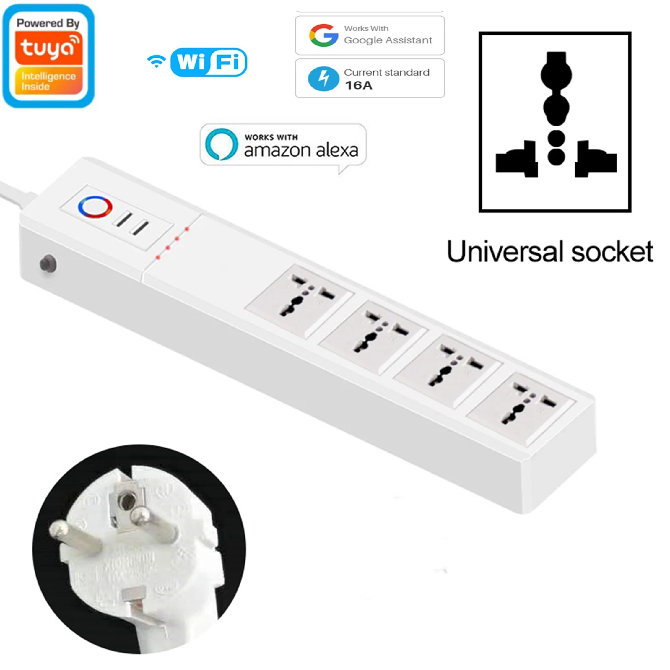 Tuya Wifi Outlet Smart Extension Cord, Surge Protector and Cord Extender Usb Wall Socket Remote Control Power Strip EU US UK
Tuya Wifi Outlet Smart Extension Cord, Surge Protector and Cord Extender Usb Wall Socket Remote Control Power Strip EU US UK
