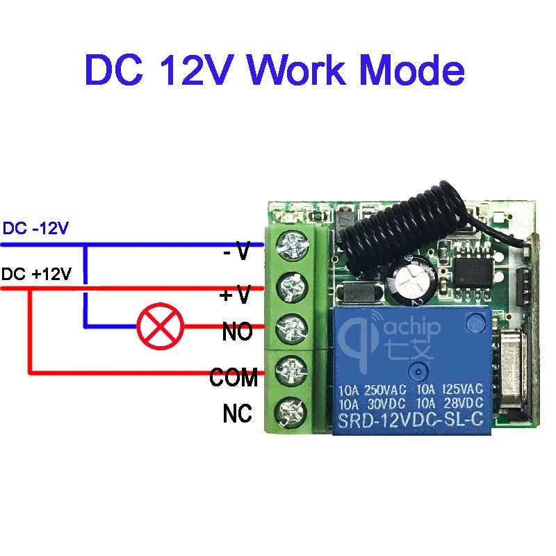 DC 12V Single-channel Relay Receiver Module Wireless Switch Control Board Support RF Transmitter 433 Mhz Remote Controls
DC 12V Single-channel Relay Receiver Module Wireless Switch Control Board Support RF Transmitter 433 Mhz Remote Controls