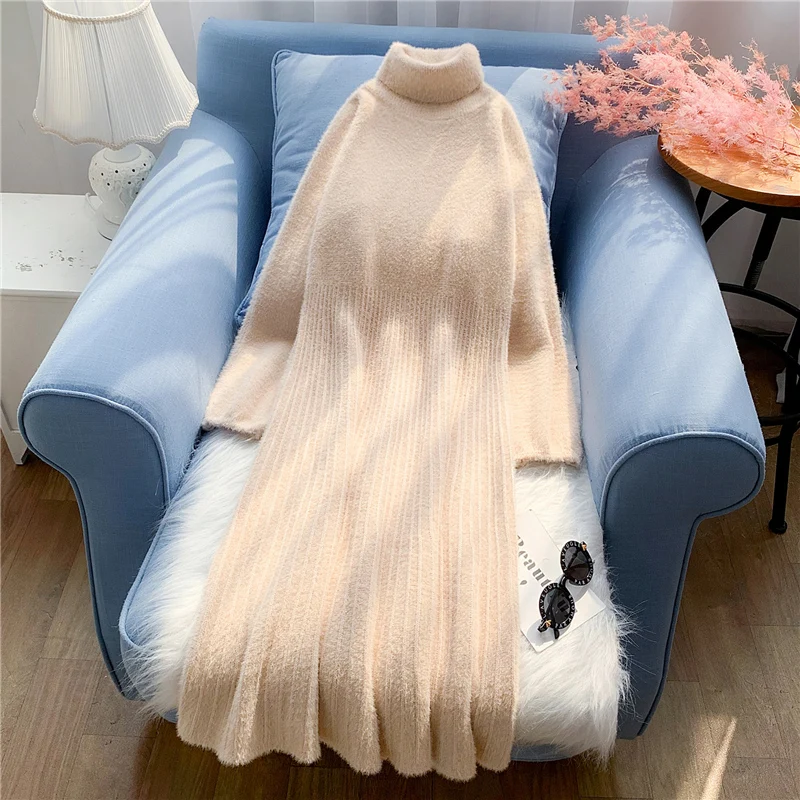 Cashmere Knitted Women Dresses Winter New 2021 Turtleneck Long-Sleeved Straight Knee-Length Solid Female Pulls Tops
Cashmere Knitted Women Dresses Winter New 2021 Turtleneck Long-Sleeved Straight Knee-Length Solid Female Pulls Tops