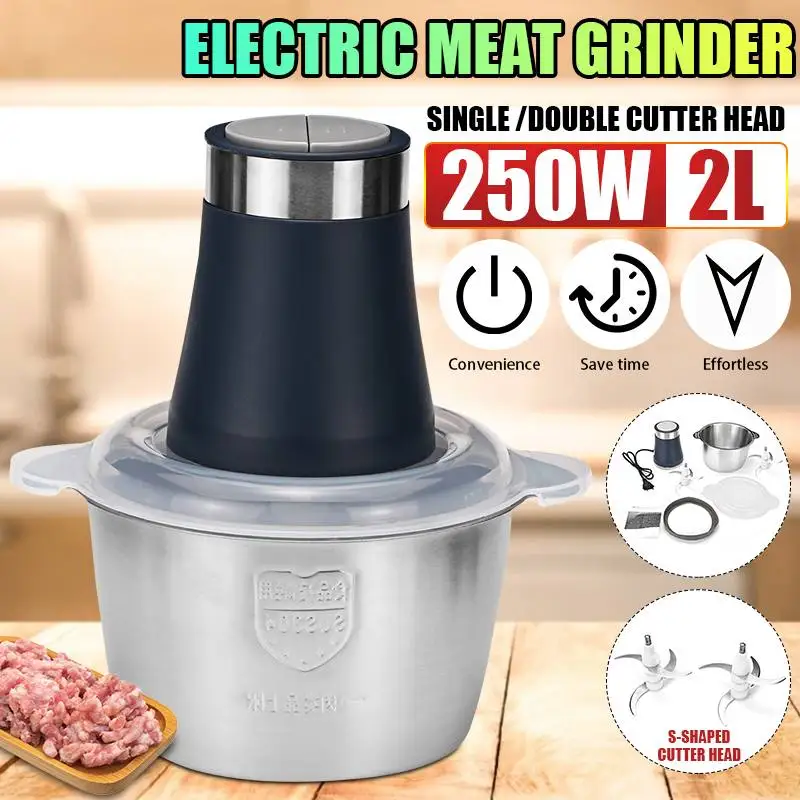 250W 2L Stainless Steel Meat Grinder Speed Electric Chopper Meat Grinder Household Automatic Mincing Machine Food Processor
250W 2L Stainless Steel Meat Grinder Speed Electric Chopper Meat Grinder Household Automatic Mincing Machine Food Processor
