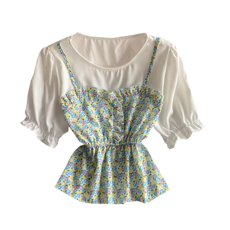 2021 Spring Fashion New Temperament Round Neck Fake Two-piece Blouse Female Retro Floral Blusa Chiffon Shirt C842
2021 Spring Fashion New Temperament Round Neck Fake Two-piece Blouse Female Retro Floral Blusa Chiffon Shirt C842