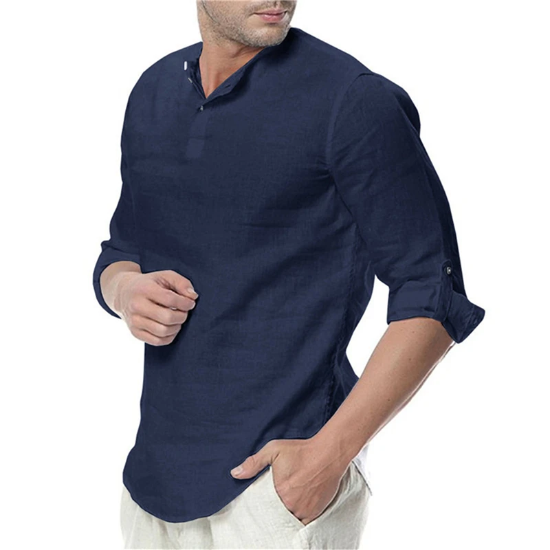 Man Long Sleeve Shirts Casual Solid Color Shirt Men Stand Collar Breathable Blouse Chic Style Tops Loose Male Shirts
Man Long Sleeve Shirts Casual Solid Color Shirt Men Stand Collar Breathable Blouse Chic Style Tops Loose Male Shirts