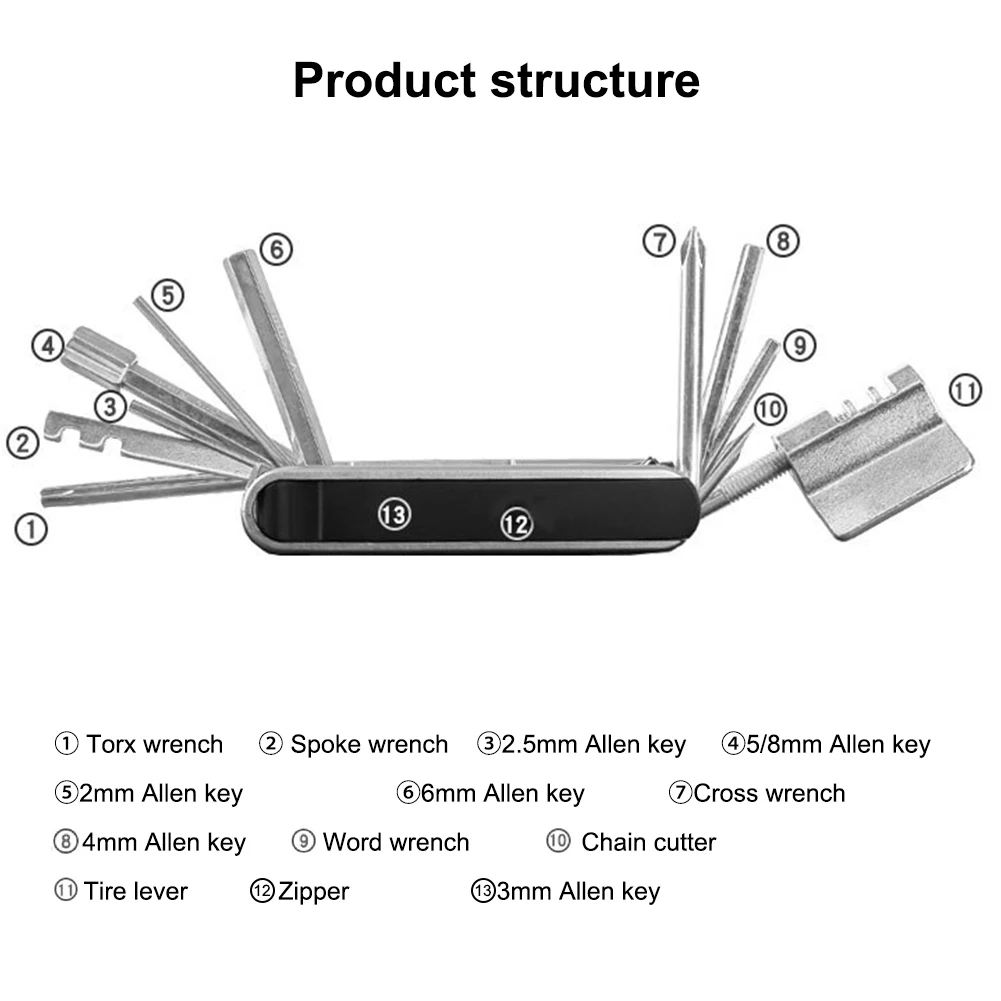 13-in-1 Bicycle Repair Tools Folding Design Multifunction Mountain Bike Maintenance Kit Set for Repairing Bicycle
13-in-1 Bicycle Repair Tools Folding Design Multifunction Mountain Bike Maintenance Kit Set for Repairing Bicycle