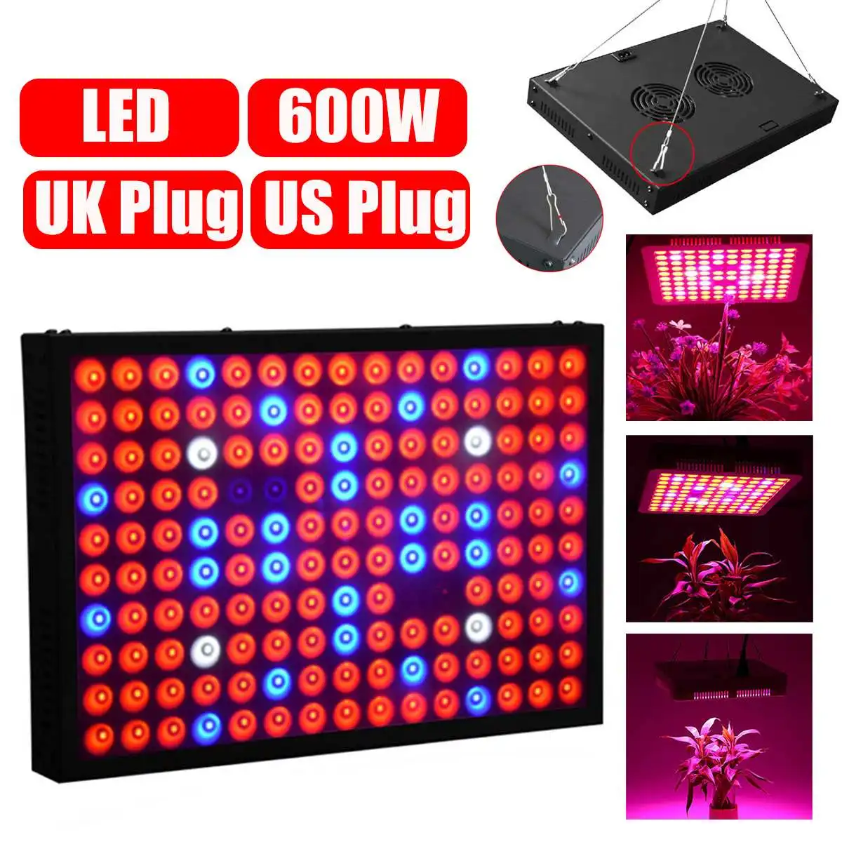 600W LED Grow Light Panel Full Spectrum Phyto Lamp AC85-240V UK/US Plug For Hydroponic Indoor Grow Tent Plants Growth Light
600W LED Grow Light Panel Full Spectrum Phyto Lamp AC85-240V UK/US Plug For Hydroponic Indoor Grow Tent Plants Growth Light