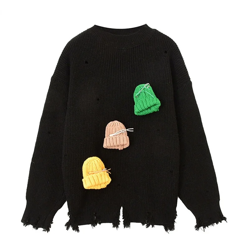 Women Vintage Knitted Sweater Tassel Pullovers Casual Winter Fashion Irregular Ripped Loose Harajuku Female Knitwear Jumper Top
Women Vintage Knitted Sweater Tassel Pullovers Casual Winter Fashion Irregular Ripped Loose Harajuku Female Knitwear Jumper Top