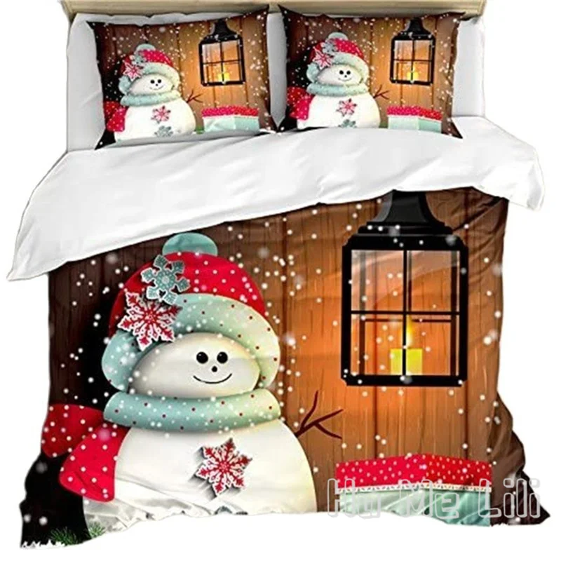 

Рождественский пододеяльник от Ho Me Lili, снеговик, шапка Санты в садовом подарочной коробке, декоративный Комплект постельного белья с подушк...