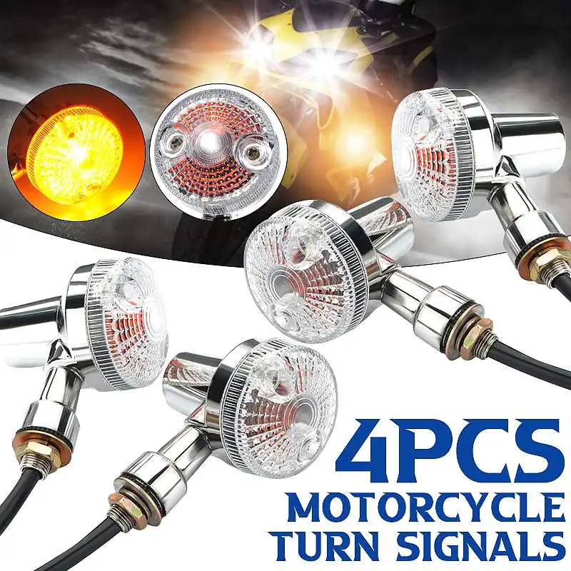 2Pcs Front & Rear Chrome Universal Motorcycle Turn Signal Indicators Lights Amber Blinker Flasher Motorbike Light Direc
2Pcs Front & Rear Chrome Universal Motorcycle Turn Signal Indicators Lights Amber Blinker Flasher Motorbike Light Direc