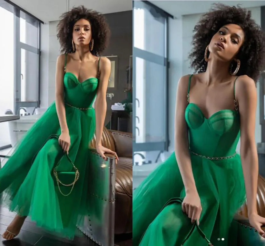 Green Short African Prom Evening Dress Spaghetti Straps Tulle Sweetheart Corset Celebrity Party Gowns Vestidos De Fiesta Largo
Green Short African Prom Evening Dress Spaghetti Straps Tulle Sweetheart Corset Celebrity Party Gowns Vestidos De Fiesta Largo