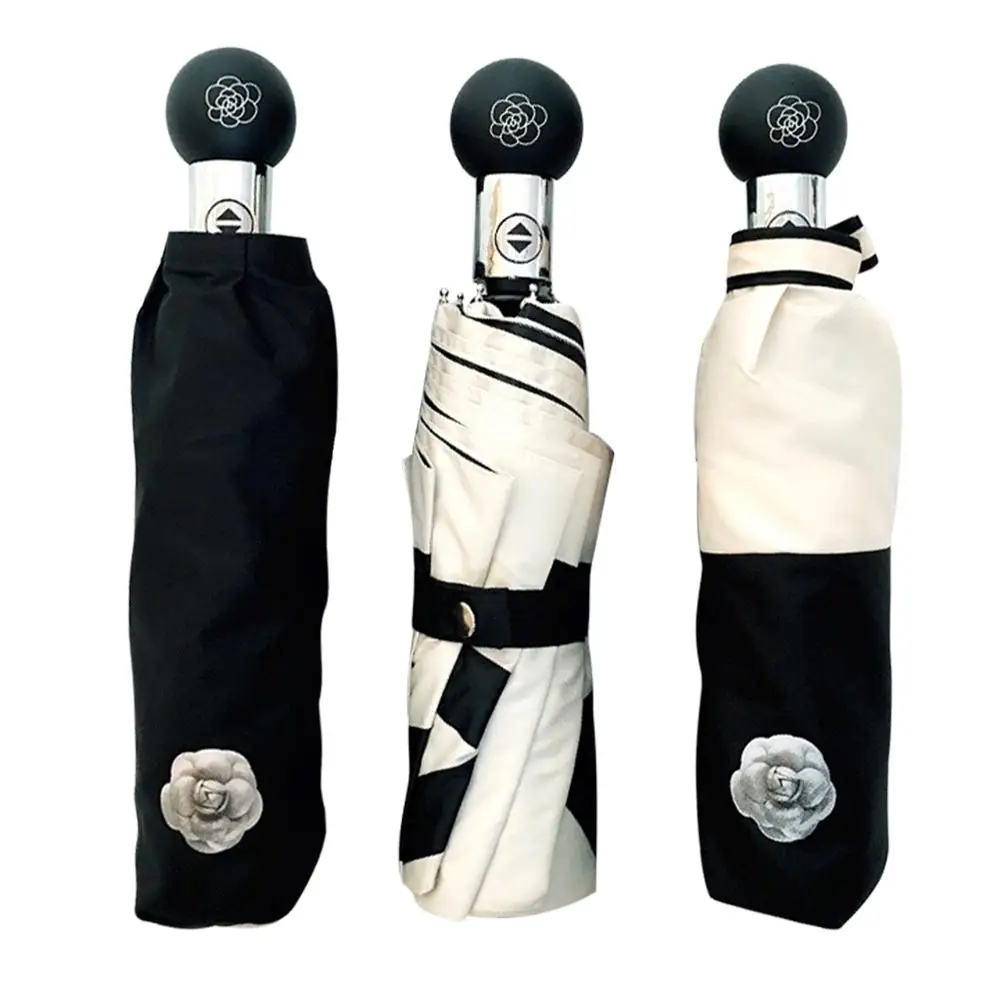 New Automatic Umbrella Camellia Patterned Black White Sunscreen Anti-UV Umbrella Three Folding Black Coating Parasol Dropship
New Automatic Umbrella Camellia Patterned Black White Sunscreen Anti-UV Umbrella Three Folding Black Coating Parasol Dropship