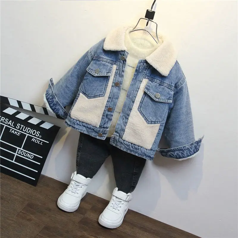 Boy's Jackets 2021 New Winter Denim Plus Velvet Thick Clothes Korea Style Handsome Big Boy Lamb Cashmere Coats
Boy's Jackets 2021 New Winter Denim Plus Velvet Thick Clothes Korea Style Handsome Big Boy Lamb Cashmere Coats