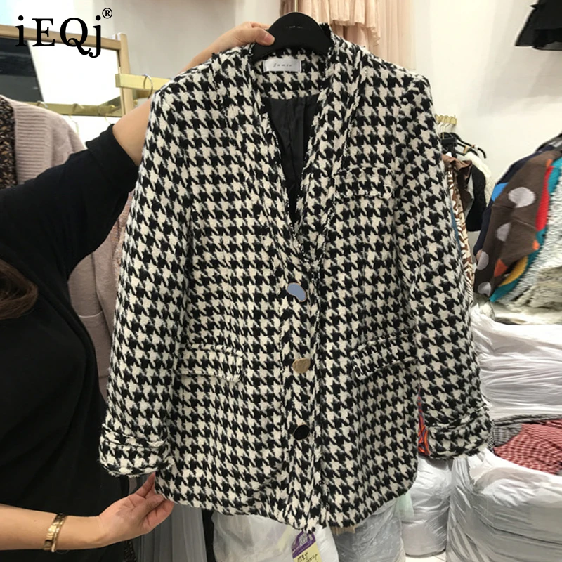 IEQJ Women Korean Thick Elegant Temperament Plaid Blazer New Lapel Long Sleeve Loose Jacket Fashion Spring Autumn 2021 3F1490
IEQJ Women Korean Thick Elegant Temperament Plaid Blazer New Lapel Long Sleeve Loose Jacket Fashion Spring Autumn 2021 3F1490