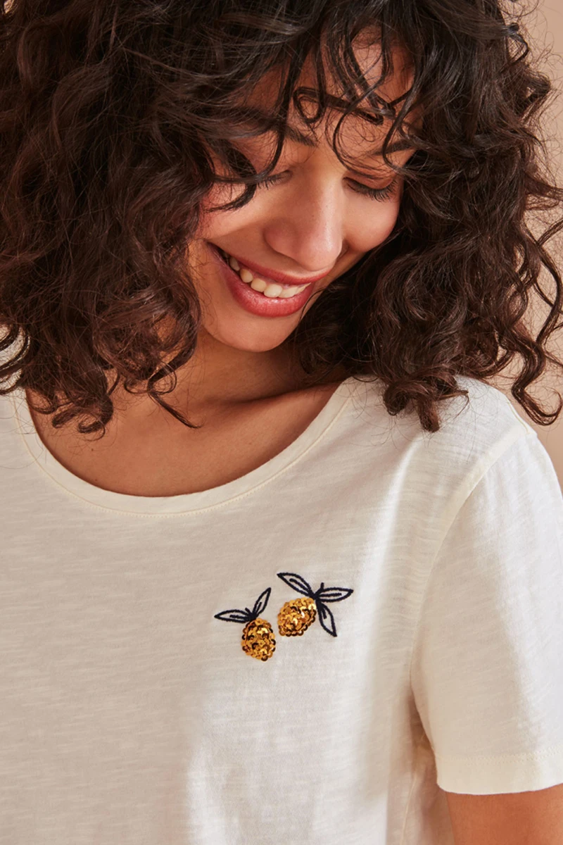 Summer 2020 Women's Cotton Round Neck Lemon Embroidered Short Sleeve T-shirt
Summer 2020 Women's Cotton Round Neck Lemon Embroidered Short Sleeve T-shirt