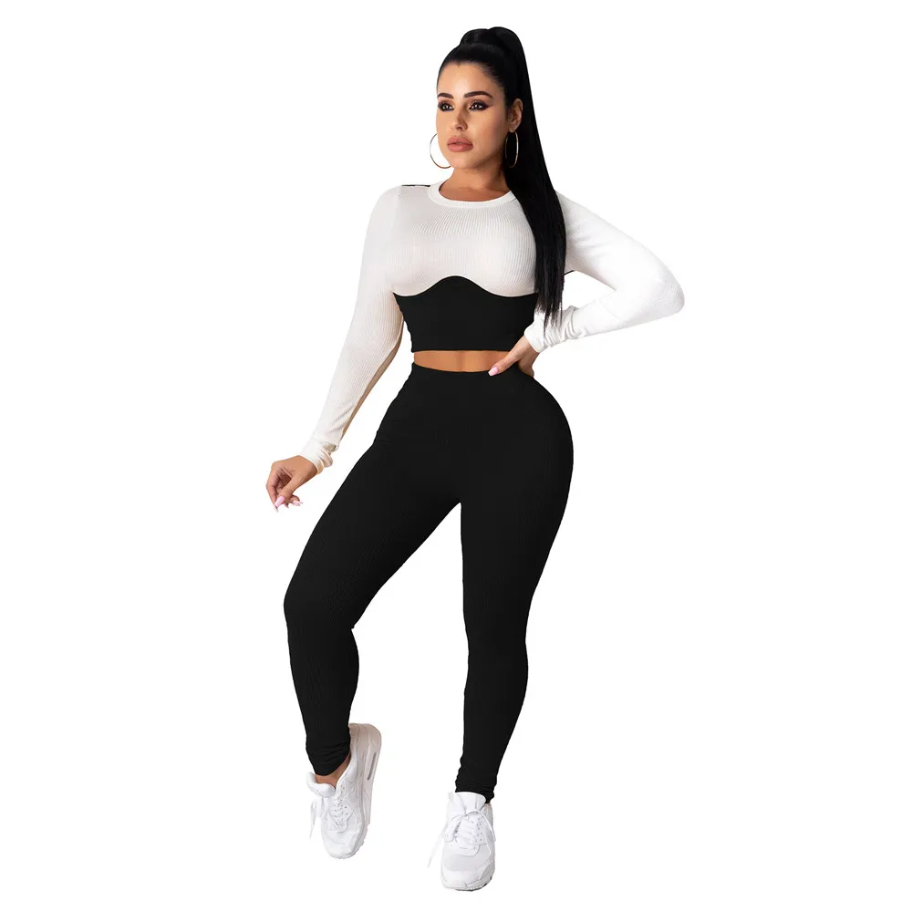 Knitted Ribbed Two Piece Sets Women Outfits Casaul Fitness Elastic Patchwork Crop Top Leggings Matching Sets Tracksuit Female
Knitted Ribbed Two Piece Sets Women Outfits Casaul Fitness Elastic Patchwork Crop Top Leggings Matching Sets Tracksuit Female