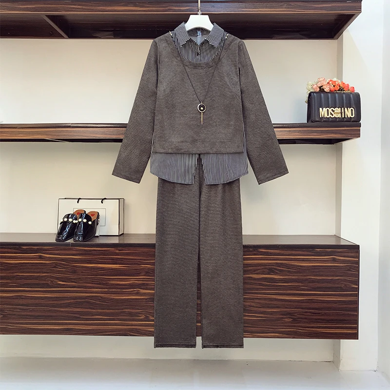 Plus size stripe Buttons Women pullover Suit Set Elegant Long Sleeve Office Ladies Pant Suits Female Work Wear Trouser Suit 2021
Plus size stripe Buttons Women pullover Suit Set Elegant Long Sleeve Office Ladies Pant Suits Female Work Wear Trouser Suit 2021
