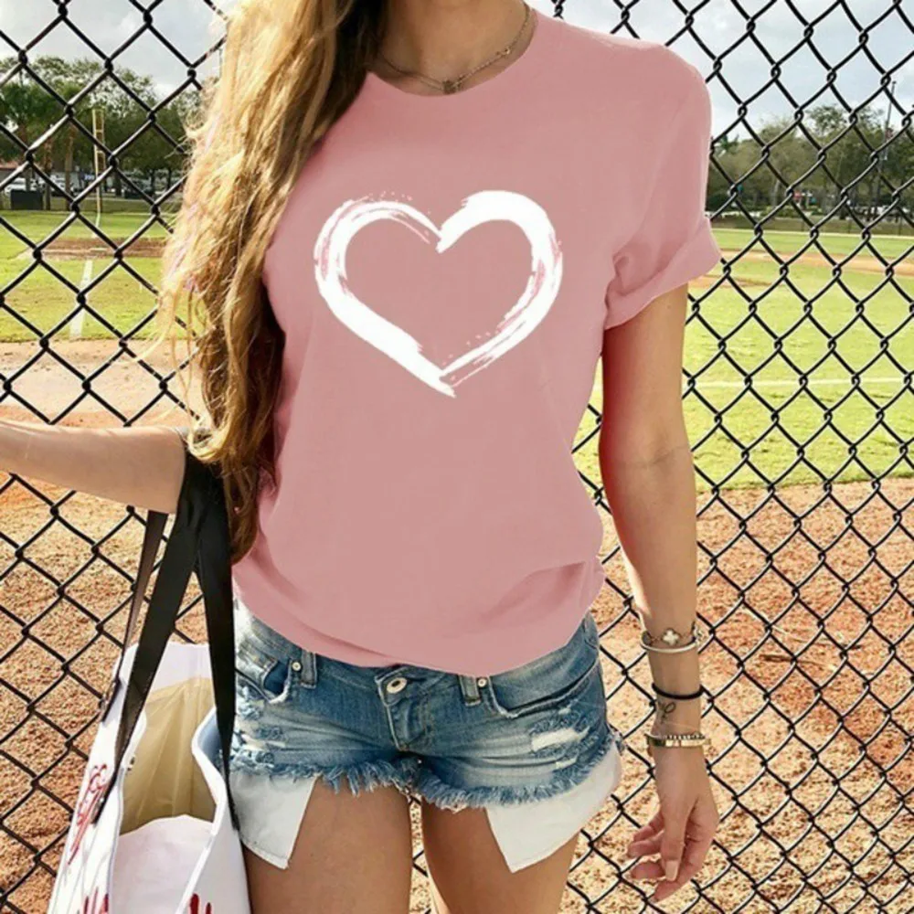 Summer Women Short Sleeve Casual Crew Neck Harajuku Love Printed Tops Tee Blouse Fashion Loose T Shirt For Women Clothing
Summer Women Short Sleeve Casual Crew Neck Harajuku Love Printed Tops Tee Blouse Fashion Loose T Shirt For Women Clothing