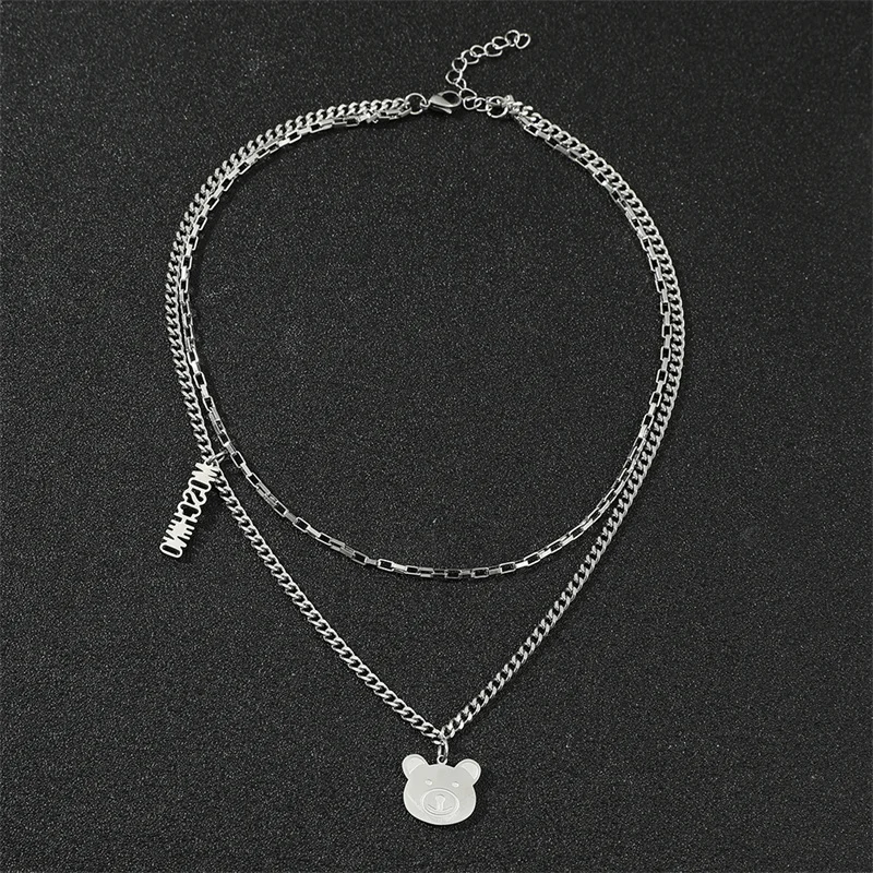 Creative New Bear Letter Double Chain Necklace Cute Animal Pendant Jewelry Men and Women Hip Hop Harajuku Style Jewelry
Creative New Bear Letter Double Chain Necklace Cute Animal Pendant Jewelry Men and Women Hip Hop Harajuku Style Jewelry