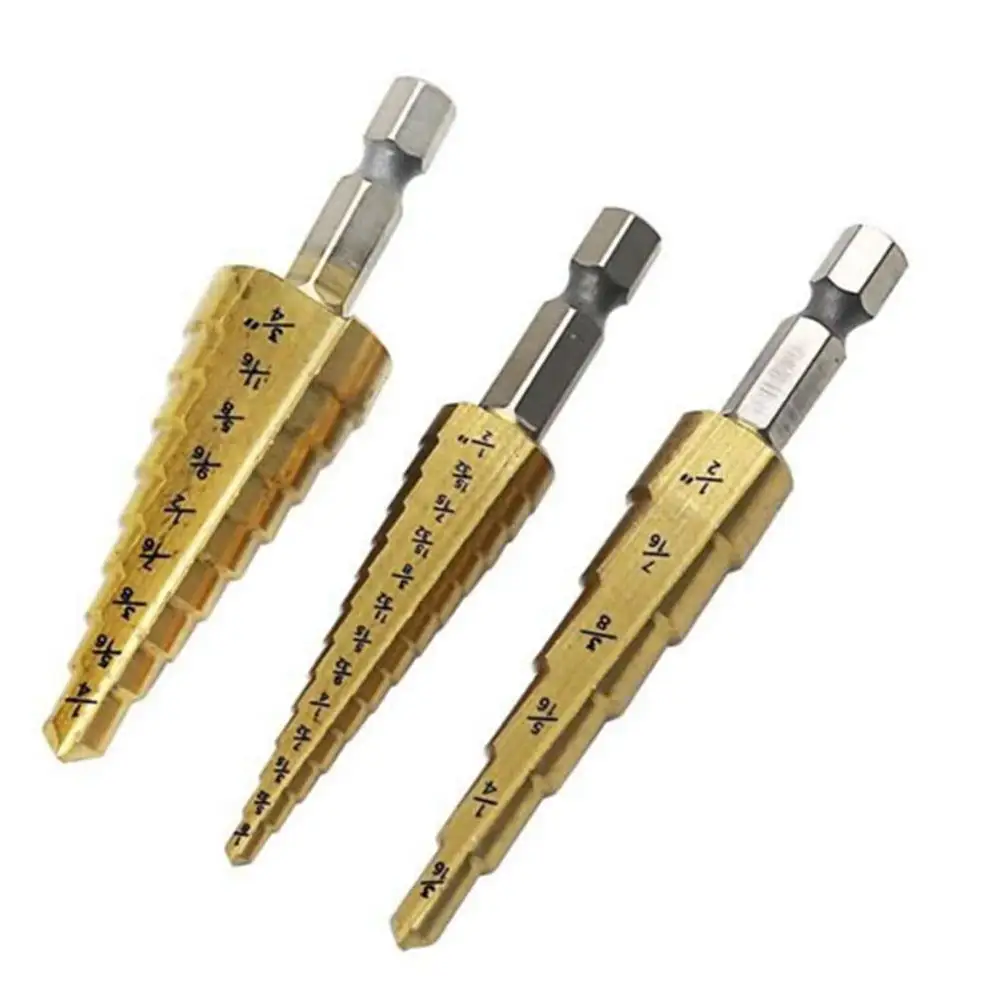 HSS Steel Drill Bit Titanium Titanium Reamer Kit Hexagon 3pcs Unibit Cone Coated Set Head
HSS Steel Drill Bit Titanium Titanium Reamer Kit Hexagon 3pcs Unibit Cone Coated Set Head