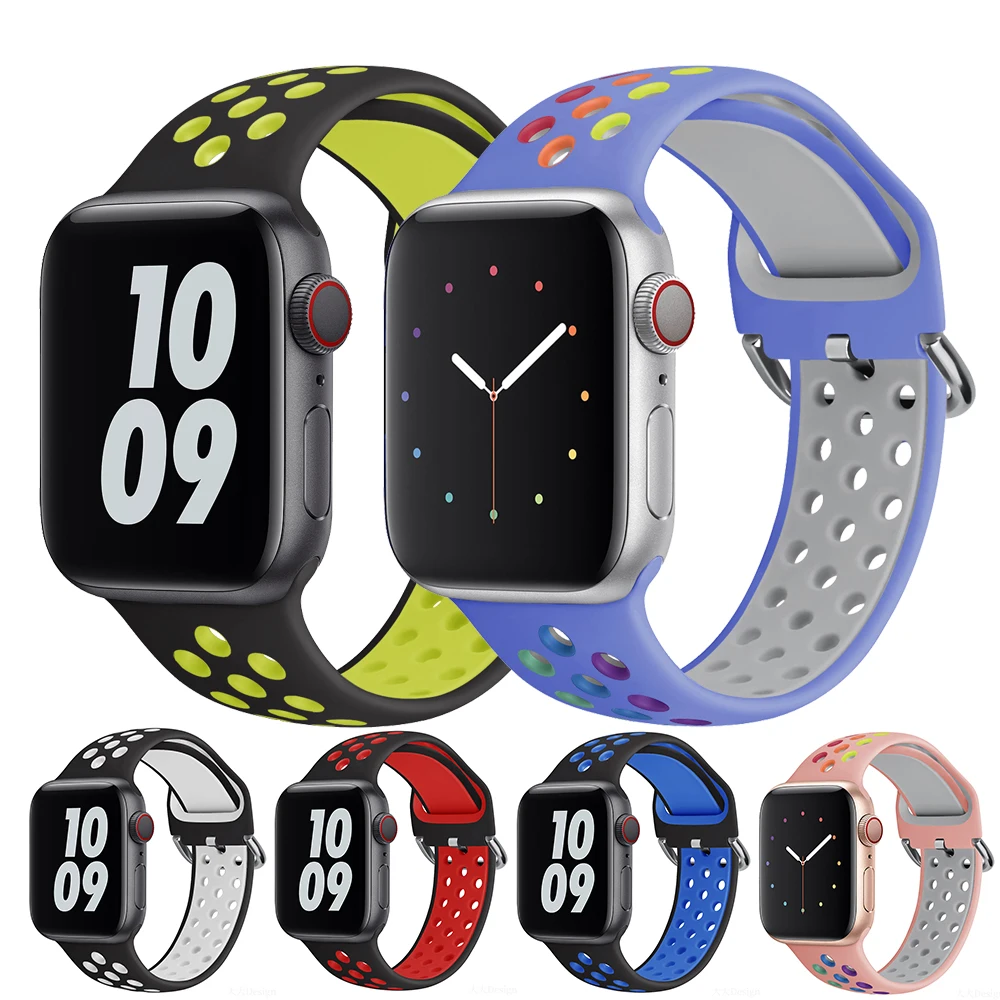 Silicone Strap For Apple Watch band 44mm 40mm 38mm 42mm Breathable wristband Sports belt bracelet for iwatch series 6 SE 5 4 3 2
Silicone Strap For Apple Watch band 44mm 40mm 38mm 42mm Breathable wristband Sports belt bracelet for iwatch series 6 SE 5 4 3 2