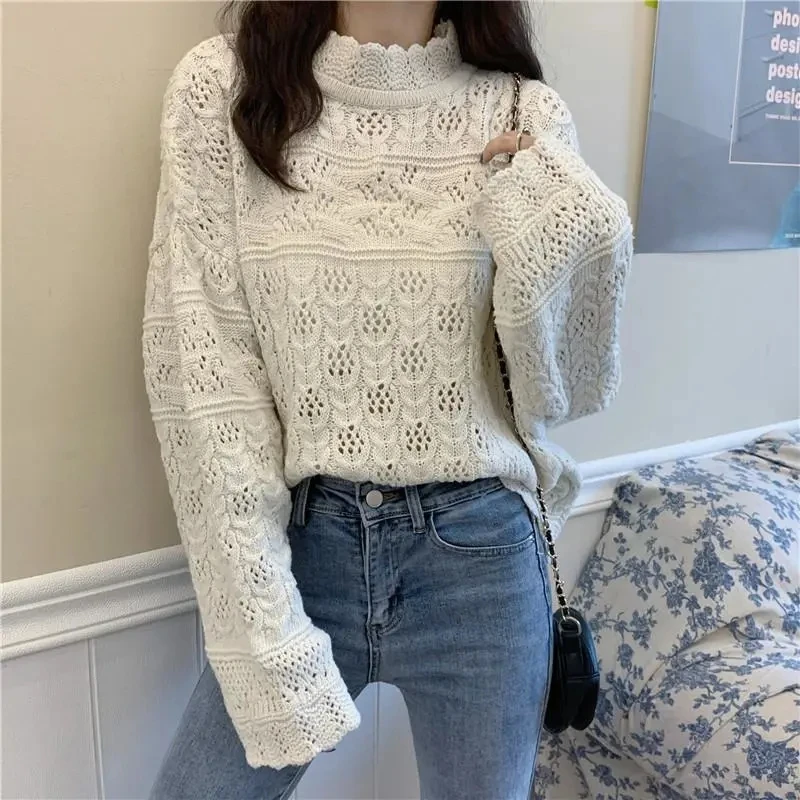 Vintage Sweaters Women Half Turtleneck Loose Hollow Out Pullovers Woman Clothes 2023 Spring Autumn Knitted Sueter Mujer Jumper
Vintage Sweaters Women Half Turtleneck Loose Hollow Out Pullovers Woman Clothes 2023 Spring Autumn Knitted Sueter Mujer Jumper