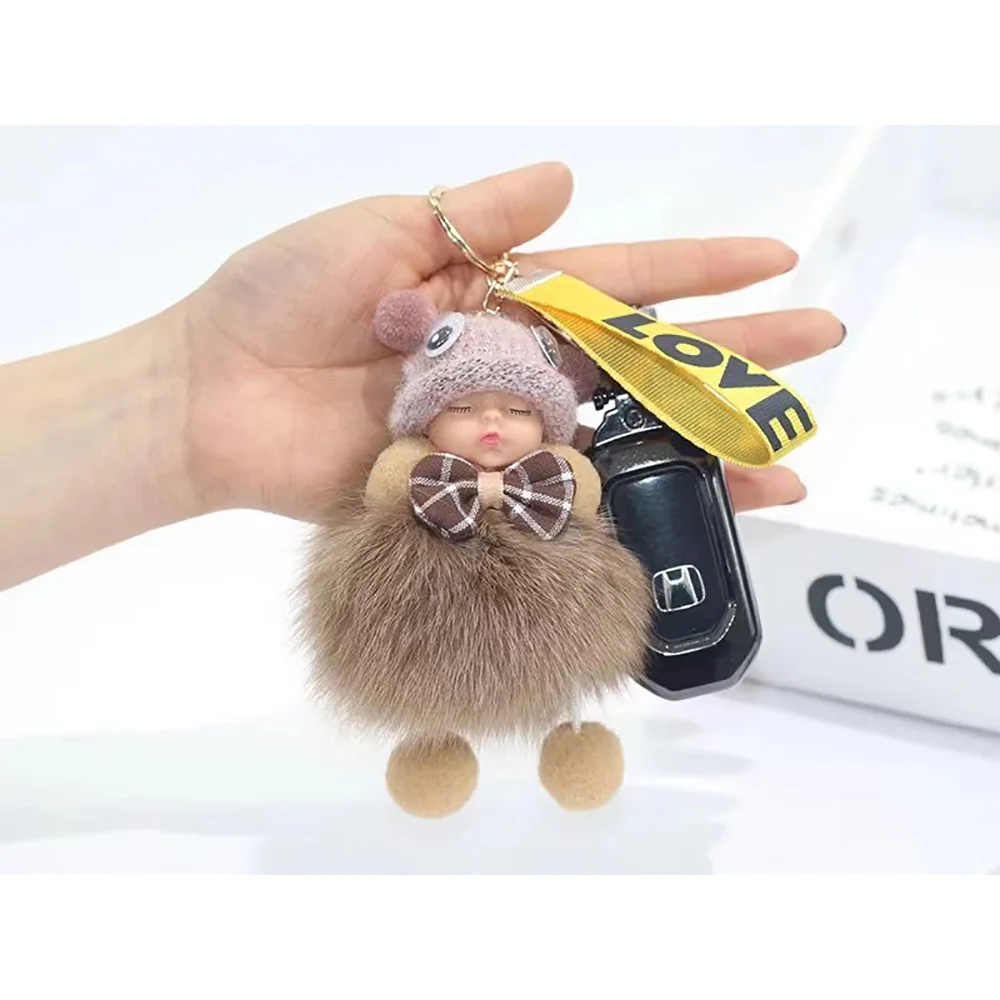 Fashion Colorful Sleeping Baby Doll Car Keychain Hanging Piece Hair Ball Bag Pendant Cute Fluffy Fur Pompom Key Ring Holder Toy 
Fashion Colorful Sleeping Baby Doll Car Keychain Hanging Piece Hair Ball Bag Pendant Cute Fluffy Fur Pompom Key Ring Holder Toy