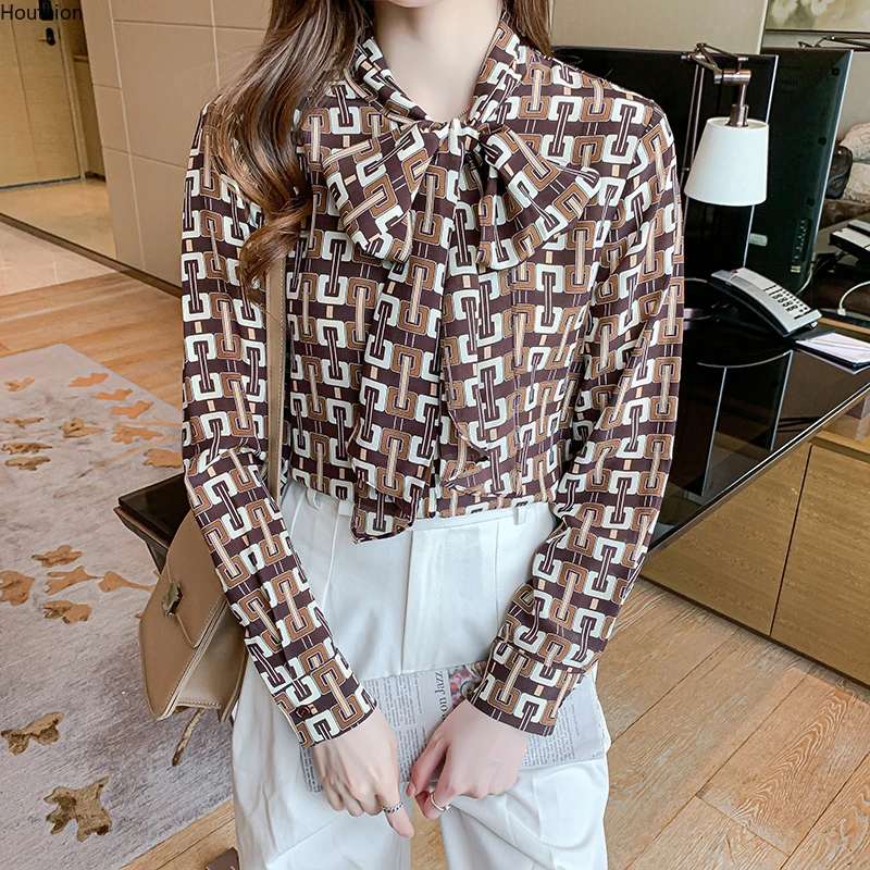 Print Women's Blouse Casual Bow Girl's Shirt New Korean Loose Chiffon Plus Size Long Sleeve Top Summer Lady Blusas Houthion
Print Women's Blouse Casual Bow Girl's Shirt New Korean Loose Chiffon Plus Size Long Sleeve Top Summer Lady Blusas Houthion