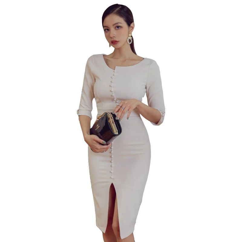 Fashion Women's Spring Dress Elegant Office Ladies Wear Vestidos Femme Slim Sheath Bodycon Dress
Fashion Women's Spring Dress Elegant Office Ladies Wear Vestidos Femme Slim Sheath Bodycon Dress