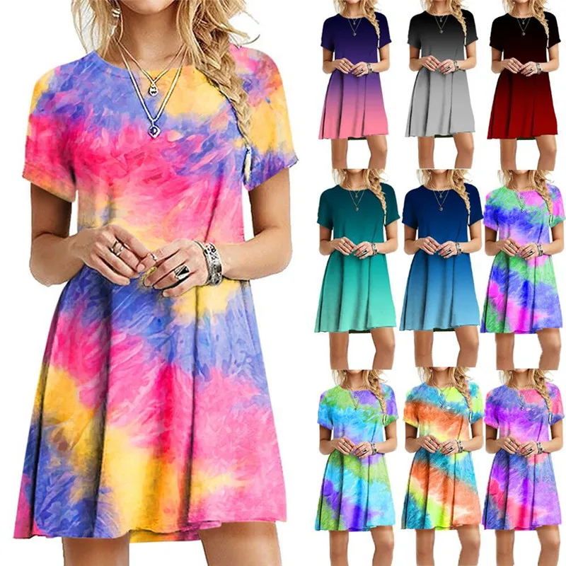 Plus Size S-5XL Gradient Print Women Dress Sundress New 2021 Short Sleeve Rainbow Tie-Dye Loose Casual Party Mini Dress Vestidos
Plus Size S-5XL Gradient Print Women Dress Sundress New 2021 Short Sleeve Rainbow Tie-Dye Loose Casual Party Mini Dress Vestidos