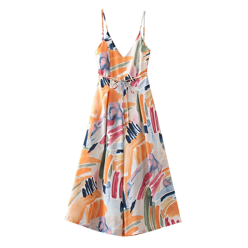 DOUJILI Fashion Women Dress Summer Style Sleeveless Backless With Belt Colorful Printing Midi Dress For Girl
DOUJILI Fashion Women Dress Summer Style Sleeveless Backless With Belt Colorful Printing Midi Dress For Girl