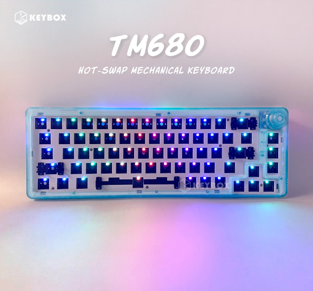 

3 Mode TM680 Hot Swap Mechanical Keyboard Kit 2.4G Wireless Bluetooth Wired 68 Keys 60% RGB Light Compatiable With 3/5 Pins