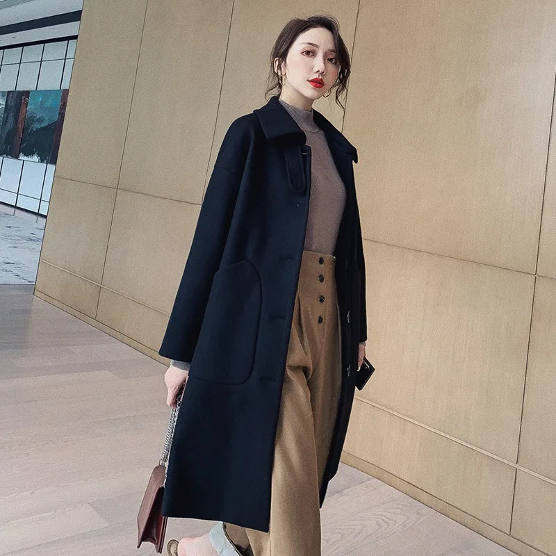 Fashion Autumn Winter Single Button Woolen Coat Female 2020 Mid-long Korean Temperament Women's Popular Outerwear Woolen Coat
Fashion Autumn Winter Single Button Woolen Coat Female 2020 Mid-long Korean Temperament Women's Popular Outerwear Woolen Coat