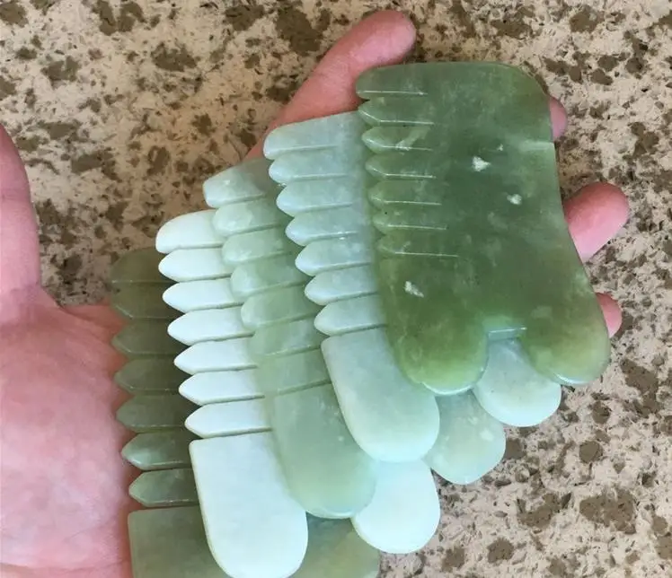 Hot 100pcs/lot Natural Jade Stone Guasha Gua Sha Massage Hand Back Leg Body Arm Board Comb Shape Healthy Beauty SN571
Hot 100pcs/lot Natural Jade Stone Guasha Gua Sha Massage Hand Back Leg Body Arm Board Comb Shape Healthy Beauty SN571