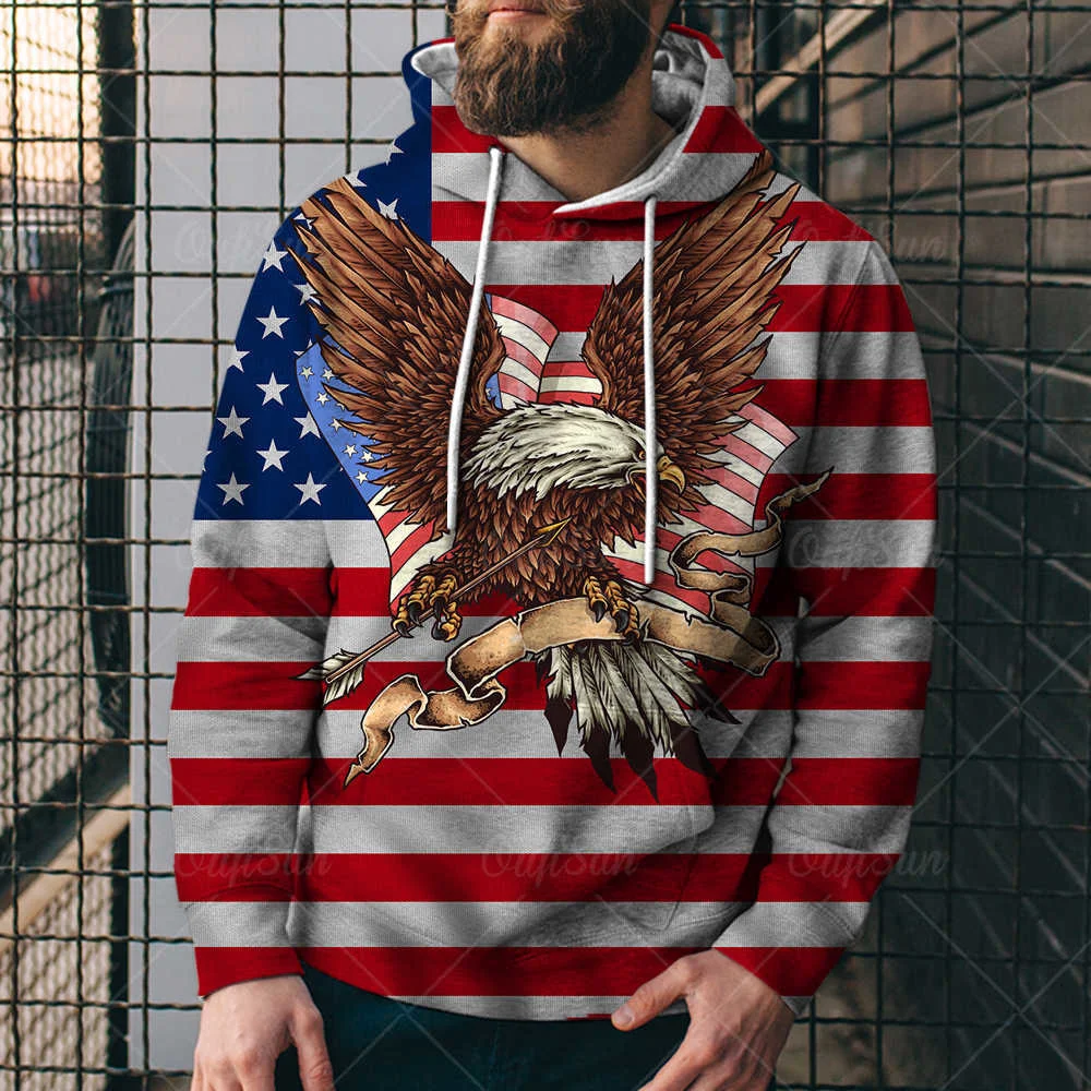 Spring Autumn Fashion Hoodie American Flag Eagle Digital Print Men's Street Sweater Sports Top
Spring Autumn Fashion Hoodie American Flag Eagle Digital Print Men's Street Sweater Sports Top