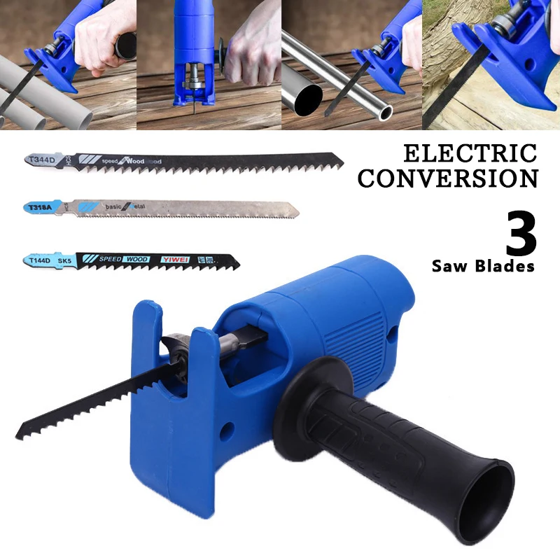 Cordless Reciprocating Saw Adapter Electric Drill Modified Electric Saw Woodwork Metal Cutter Saw Attachment Adapter With Blades
Cordless Reciprocating Saw Adapter Electric Drill Modified Electric Saw Woodwork Metal Cutter Saw Attachment Adapter With Blades