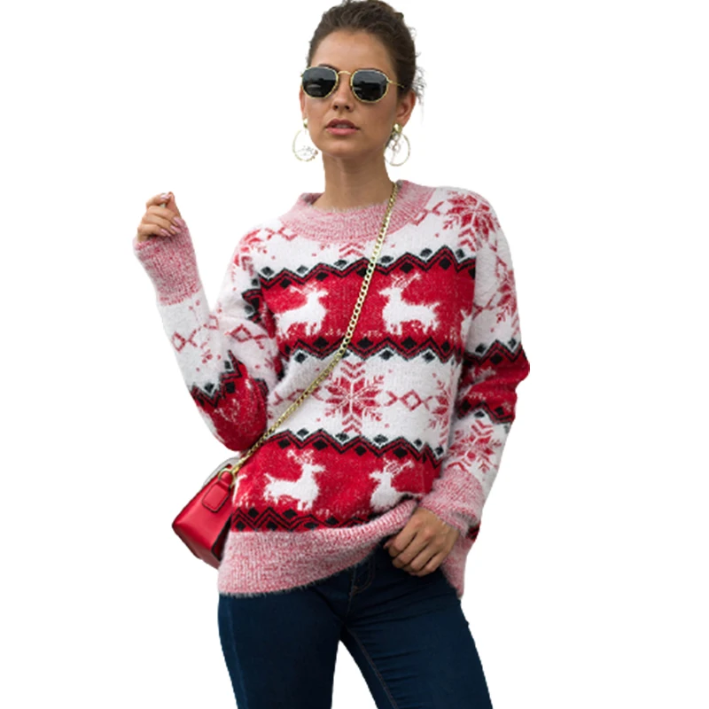 New Christmas Eik Sweater Women 2021 Autumn Winter Knitted Ribbed Sweater Pullover Crew Neck Slim Warm Sweater Pull Coat Top
New Christmas Eik Sweater Women 2021 Autumn Winter Knitted Ribbed Sweater Pullover Crew Neck Slim Warm Sweater Pull Coat Top