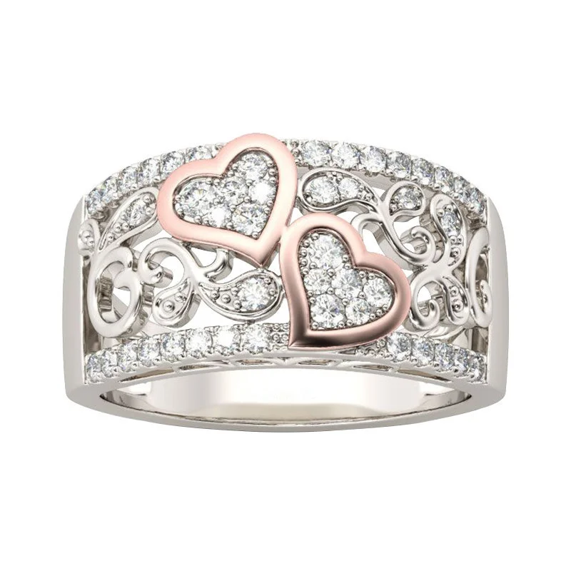 Trendy Rose Gold Two-tone Pattern Heart Ring for Women Engagement Party Wedding Female Rings Jewelry Hand Accessories
Trendy Rose Gold Two-tone Pattern Heart Ring for Women Engagement Party Wedding Female Rings Jewelry Hand Accessories