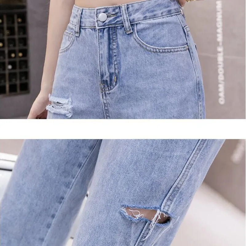 #2211 Spring 2021 Straight Jeans Woman Holes Casual Wide Leg Jeans Split High Waisted Womans Jeans Regular Fit Blue Full Length
#2211 Spring 2021 Straight Jeans Woman Holes Casual Wide Leg Jeans Split High Waisted Womans Jeans Regular Fit Blue Full Length