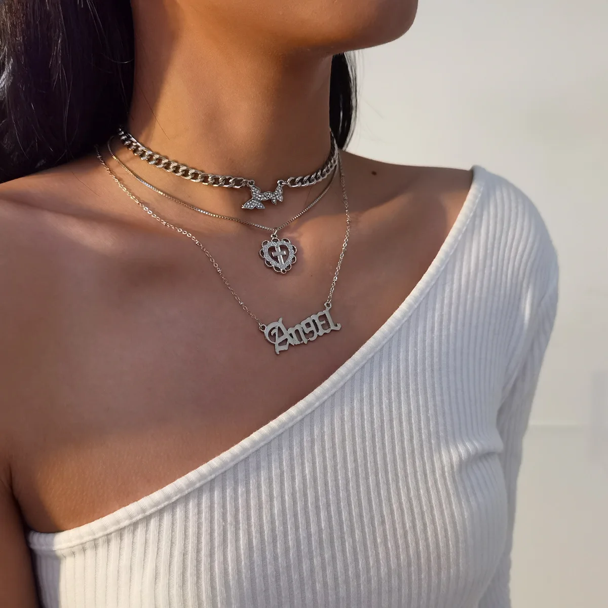 Punk Gold Color Female Women Necklaces Set Retro Angel Letter Cross Butterfly Pendant Clavicle Necklace Birthday Party Jewelry
Punk Gold Color Female Women Necklaces Set Retro Angel Letter Cross Butterfly Pendant Clavicle Necklace Birthday Party Jewelry