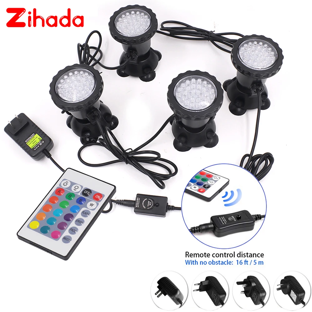 LED Underwater Lights with 24Key Remote 36LED Waterproof IP68 RGB LED Spotlight Fish tank light for Swiming Pool Garden Aquarium
LED Underwater Lights with 24Key Remote 36LED Waterproof IP68 RGB LED Spotlight Fish tank light for Swiming Pool Garden Aquarium
