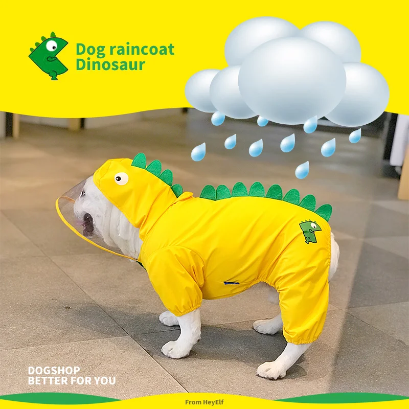 

Jarre Aero Bull Raincoat Dog Waterproof Clothes Four-Corner Dinosaur All-Inclusive Poncho Corgi Bichon Pug Shiba Inu Pets Clothe