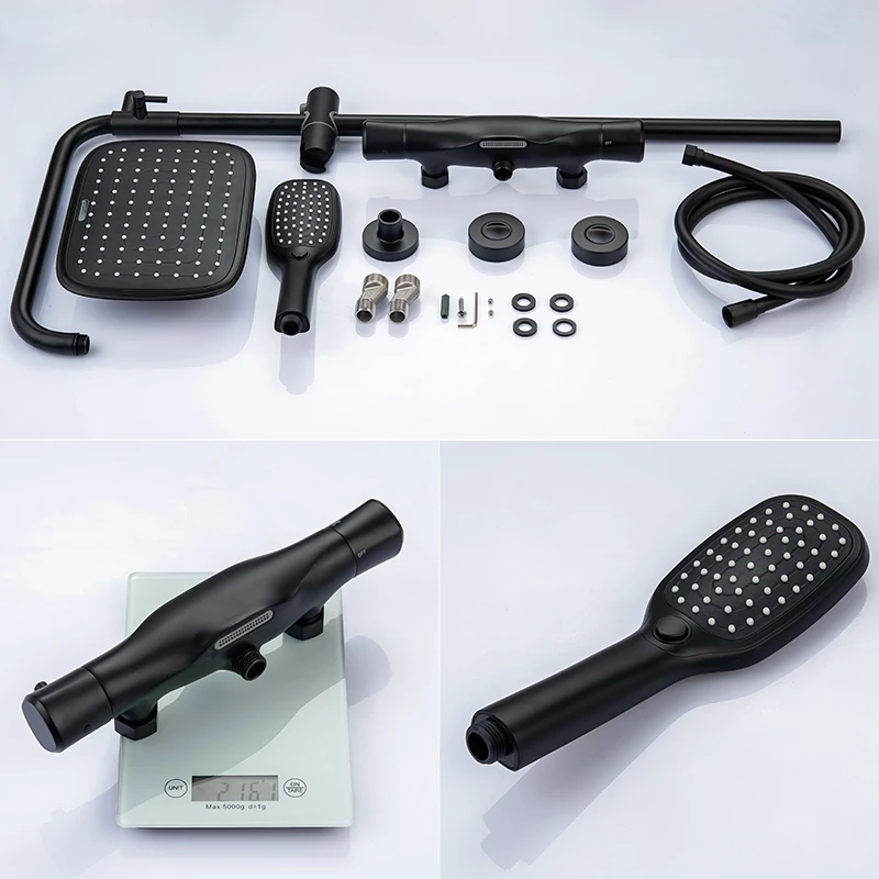 Black Thermostatic Shower Faucets Sets Water Bathroom Mixer Waterfall Faucet Rainfall Shower Systems Thermostat Tap EL9403
Black Thermostatic Shower Faucets Sets Water Bathroom Mixer Waterfall Faucet Rainfall Shower Systems Thermostat Tap EL9403