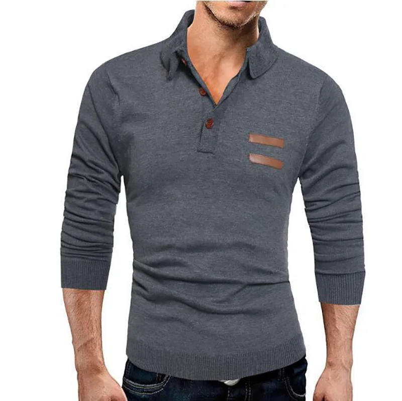 

Sweater Solid Color Male Brand Casual Slim High Quality Sweaters Men Hedging Turndown Collar Men'S Sweater XXXL