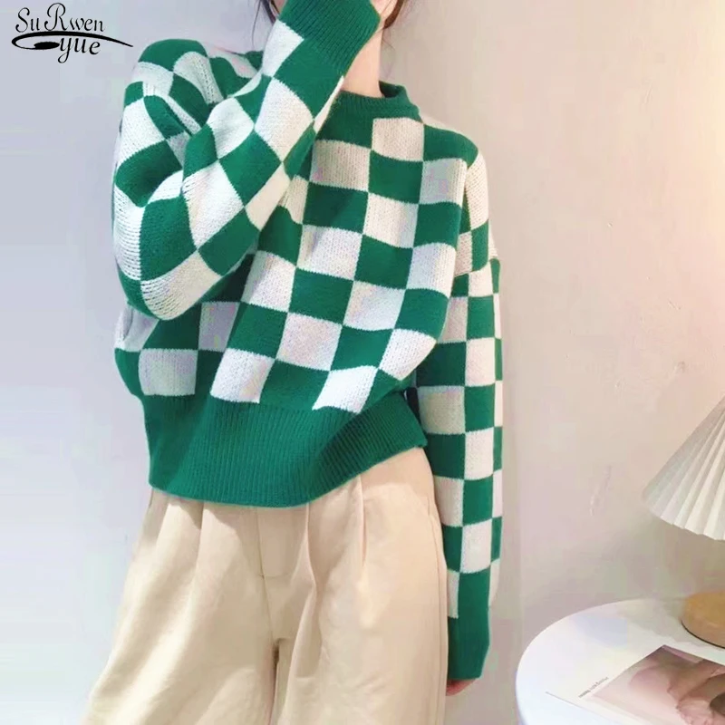 Pullover Women Plaid Sweaters Korean Vintage New Autumn Winter Sweater Knitted Top Fashion Sweet Warm Jumper Pull Femme 17816
Pullover Women Plaid Sweaters Korean Vintage New Autumn Winter Sweater Knitted Top Fashion Sweet Warm Jumper Pull Femme 17816